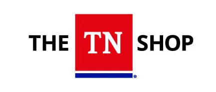 A red and white logo for the tennessee state shop.